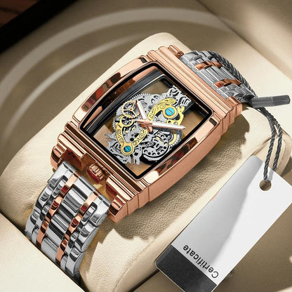 Waterproof Luminous Business Watch for Men - Gear Hollow Outdoor - Full Gold Steel Belt