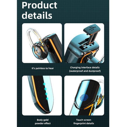 Business Style Bluetooth 5.0 Earphone with Fingerprint Touch - Silver