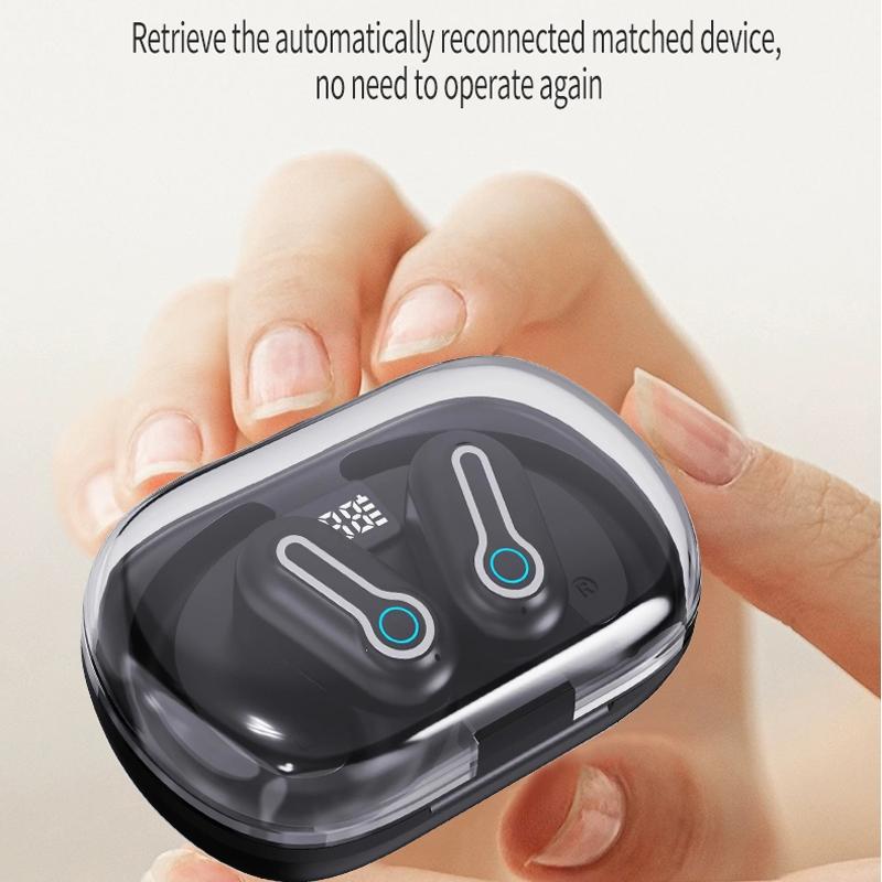 Wireless Stereo Earphones with Charging Case - Hanging Ear Design - White