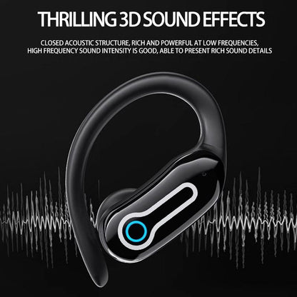 Wireless Stereo Earphones with Charging Case - Hanging Ear Design - White