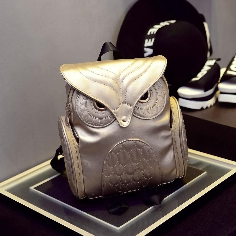 Women Owl Print Pu Backpack - Colourful and Stylish - Pink