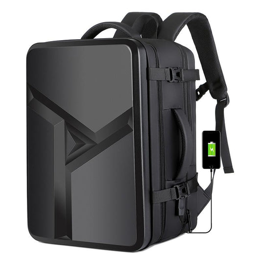 Waterproof Expandable Hard Shell Backpack with Usb Charging - Large Capacity Black - 161 Black