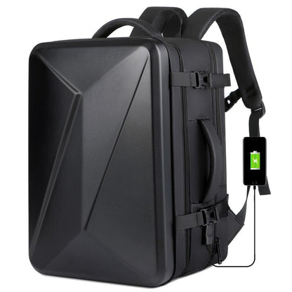 Waterproof Expandable Hard Shell Backpack with Usb Charging - Large Capacity Black - 161 Black