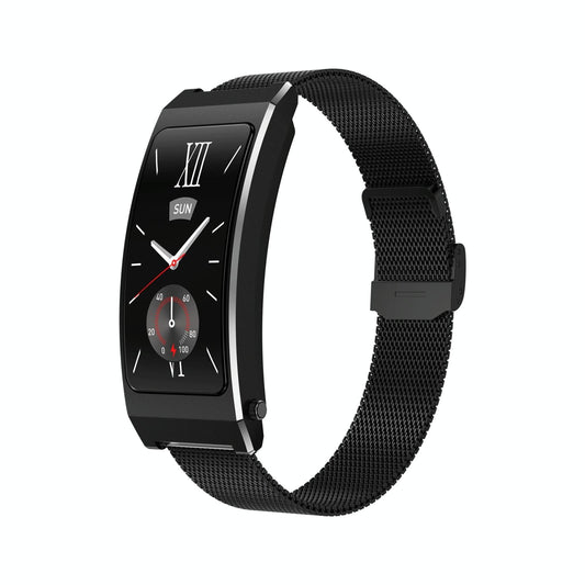 Smart Health Monitoring Bracelet With Bt Call And Leather Strap - Tarnish Milanese Steel Strap