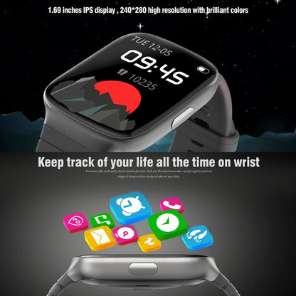 1.69 Inch Ips Screen 5Atm Waterproof Sport Smart Watch Support Sleep Monitoring / Heart Rate Monitoring / Sport Mode / Incoming Call & Information Reminder - White