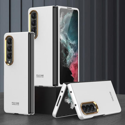 For Samsung Galaxy Z Fold4 5G Electroplating Lens Frame Case - Ultra Thin - White