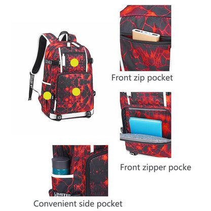 Student Waterproof Printed Backpack - Geometric Blue