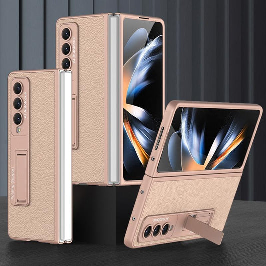 For Samsung Galaxy Z Fold4 5G Leather Case With Stand - Ultra Thin - Carbon Fiber Texture