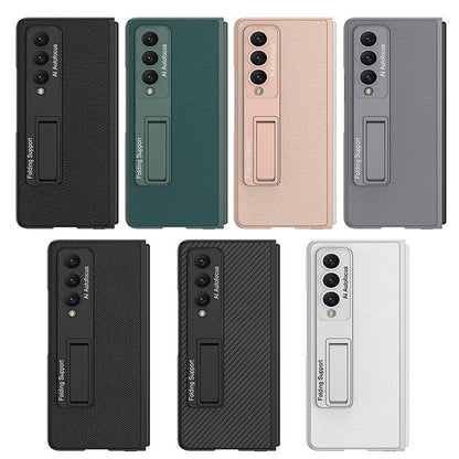 For Samsung Galaxy Z Fold4 5G Leather Case With Stand - Ultra Thin - Carbon Fiber Texture