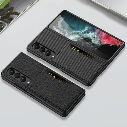 For Samsung Galaxy Z Fold4 5G Leather Case With Card Slots - Ultra Thin - Silver