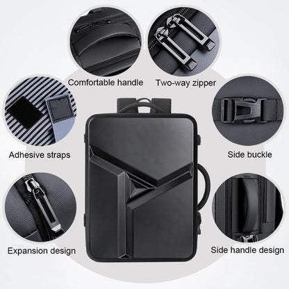 Waterproof Expandable Hard Shell Backpack with Usb Charging - Large Capacity Black - 161 Dark Gray