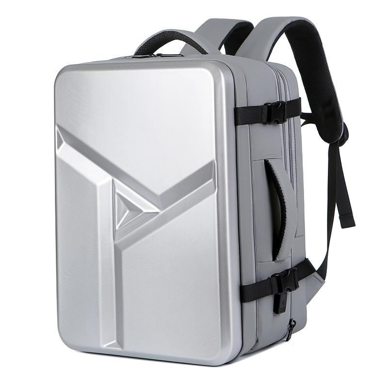 Waterproof Expandable Hard Shell Backpack with Usb Charging - Large Capacity Black - 161 Dark Gray