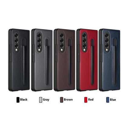 For Samsung Galaxy Z Fold4 5G Litchi Texture Hinge Case - Red
