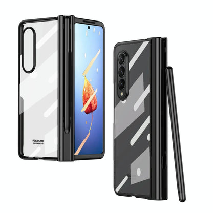 For Samsung Galaxy Z Fold4 5G Case With Pen Slot - Electroplated Full Body - Gold
