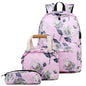 Small Fresh Printed Backpack Set - 3 Pieces for Students - Pink