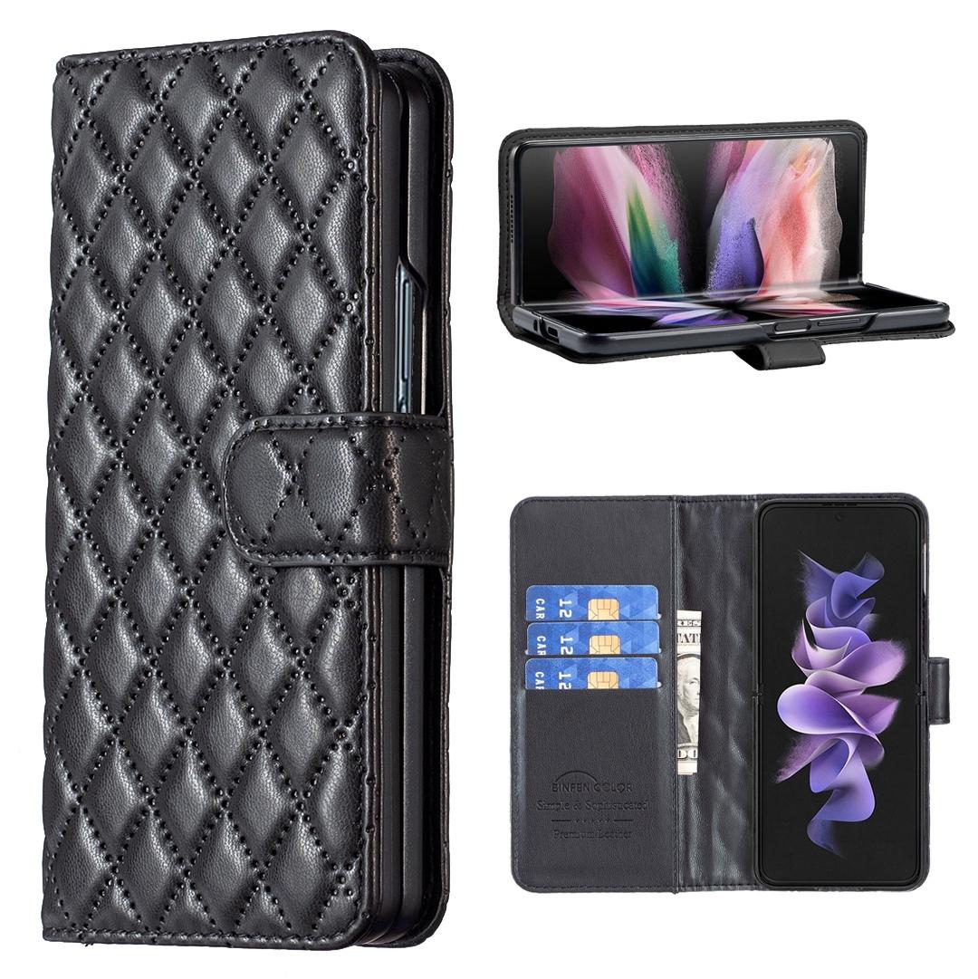 For Samsung Galaxy Z Fold4 5G Samsung Fold 4 Diamond Lattice Wallet Case - Sleek And Stylish - Green