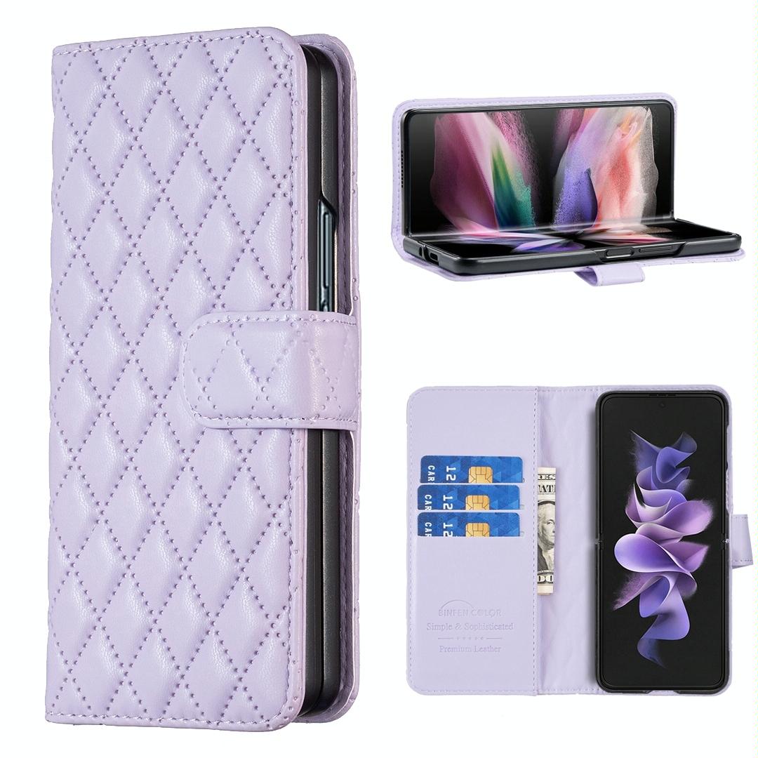 For Samsung Galaxy Z Fold4 5G Samsung Fold 4 Diamond Lattice Wallet Case - Sleek And Stylish - Green