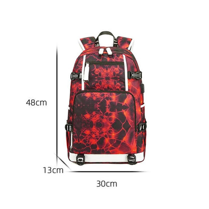 Student Waterproof Printed Backpack - Geometric Black