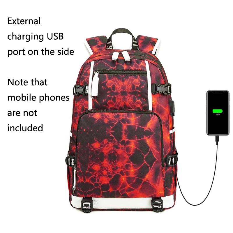 Student Waterproof Printed Backpack - Geometric Black