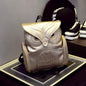 Women Owl Print Pu Backpack - Colourful and Stylish - Gold