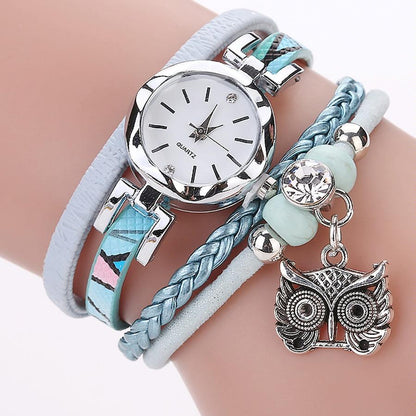 Owl Pendant Bracelet Watch for Women - Small Dial - Pink