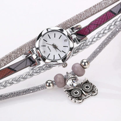 Owl Pendant Bracelet Watch for Women - Small Dial - Pink