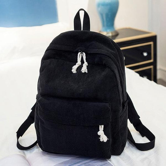 Girls' and Women Corduroy Backpack - School - Light Brown