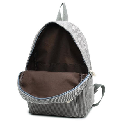 Girls' and Women Corduroy Backpack - School - Light Brown