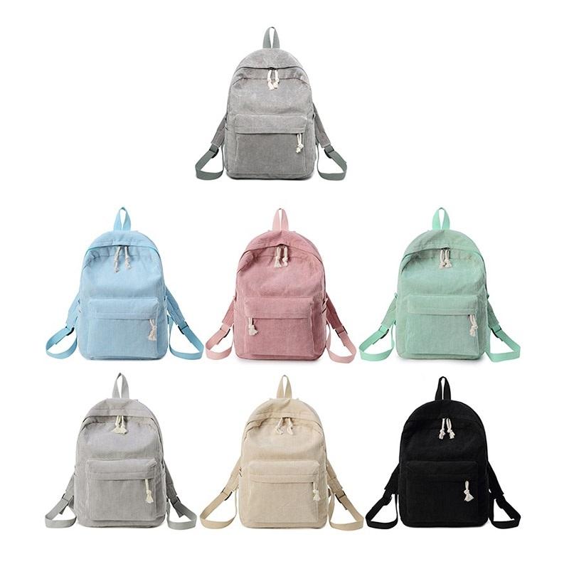 Girls' and Women Corduroy Backpack - School - Light Brown