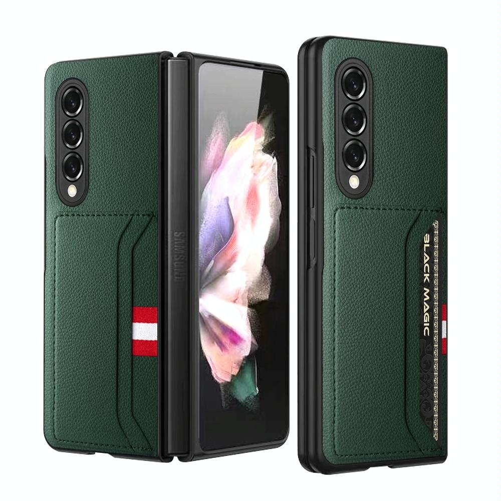 For Samsung Galaxy Z Fold4 5G Litchi Texture Microfiber Case - Red