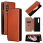 For Samsung Galaxy Z Fold4 5G Carbon Fiber Flip Leather Case - Brown