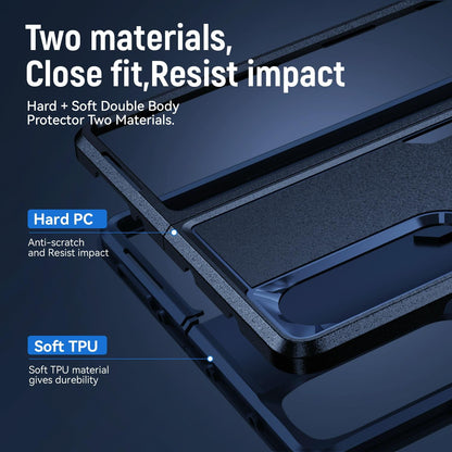 For Samsung Galaxy Z Fold4 5G Shockproof Case With Holder - Pc Tpu - Blue