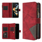 For Samsung Galaxy Z Fold4 5G Leather Zip Wallet With Rhombus Texture - Red