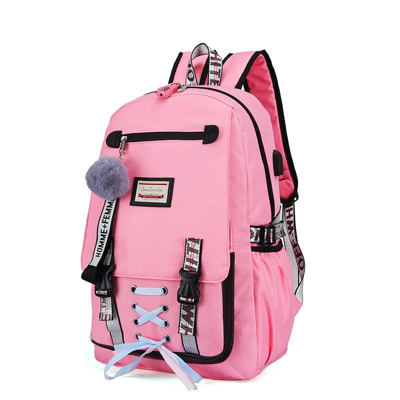 Anti-theft Usb Backpack for Sports and Leisure - Pink