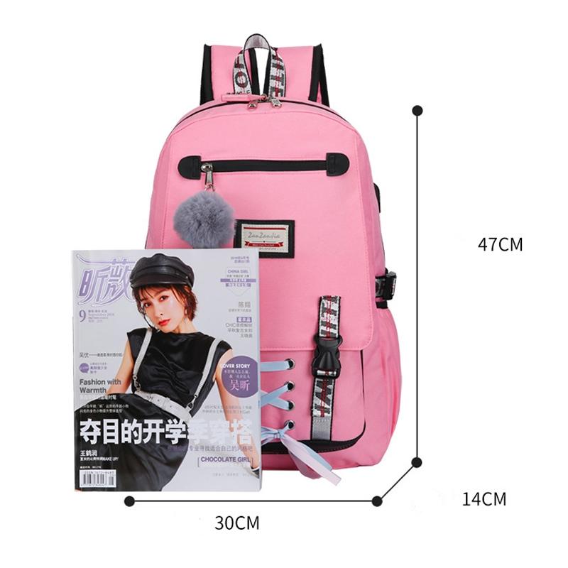 Anti-theft Usb Backpack for Sports and Leisure - Pink
