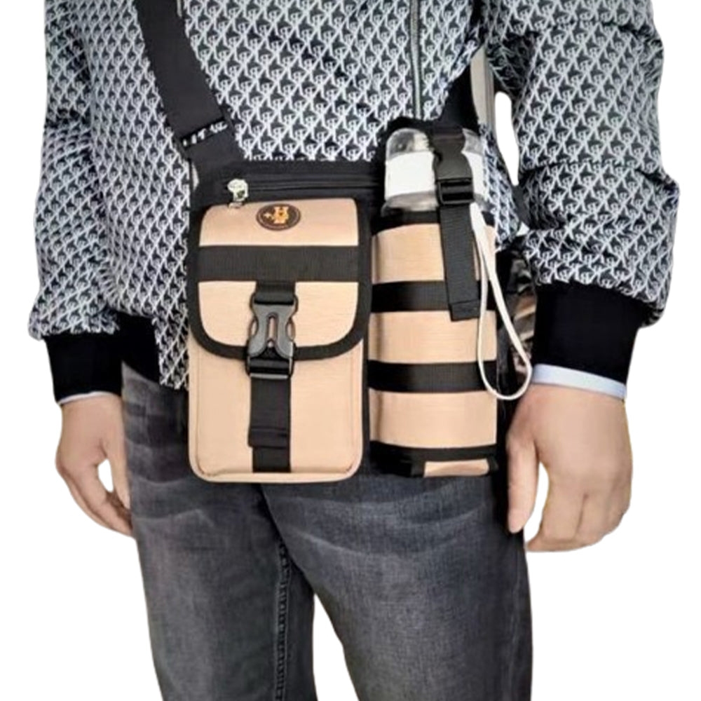 Vibe Geeks Waterproof Camping Wear Resistant Chest Crossbody Sling Shoulder Bags with Water Bottle Holder - Navy