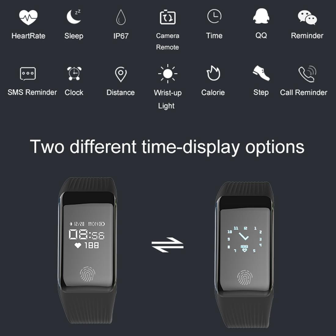 Waterproof Oled Fitness Tracker - Ip67 - Red