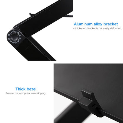Adjustable Foldable Laptop Stand with Fans & Mouse Pad - Portable Aluminum - Red