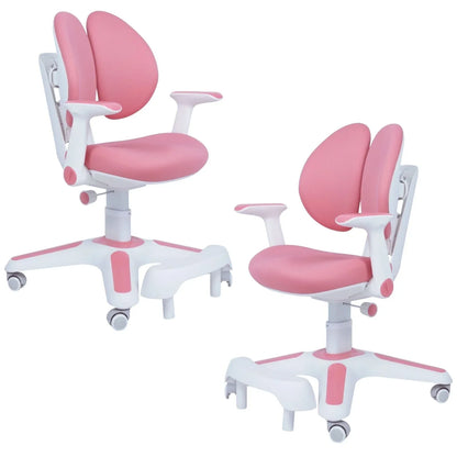 2x Ergonomic Children Kids Study Chairs Height Adjustable - Pink - Mekamart Australia