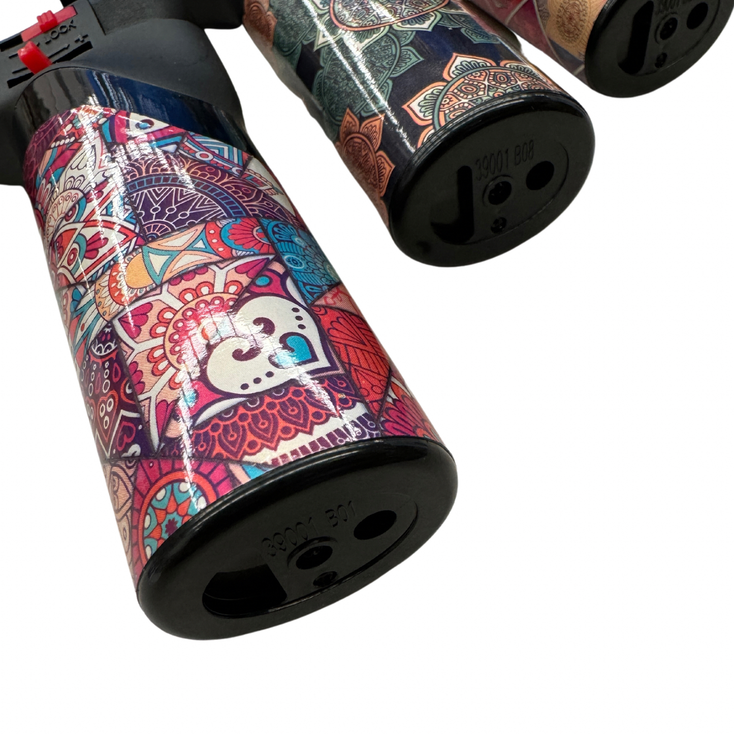 1x Jet Gas Lighter Torch Gun Gas w/ Refillable Butane & Safety Lock - Assorted Colours