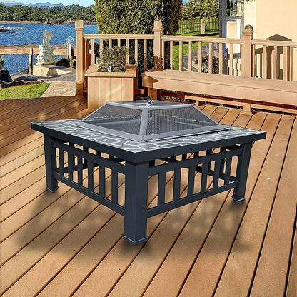 18" Square Metal Fire Pit Outdoor Heater