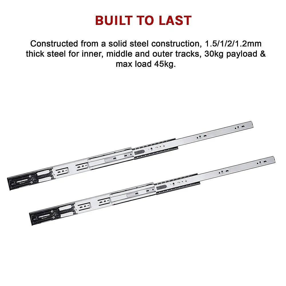 10 Pairs of 500mm Soft Close Full Extension Ball Bearing Drawer Runner - Mekamart Australia