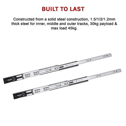 10 Pairs of 500mm Soft Close Full Extension Ball Bearing Drawer Runner - Mekamart Australia