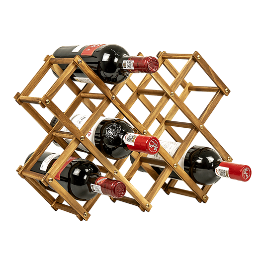 Wooden Wine Rack Freestanding 10 Bottles Countertop Storage