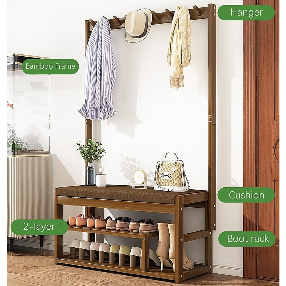 97x168cm Hallway Bench Coat Rack Stand Multifunctional Hall Shelf Entryway