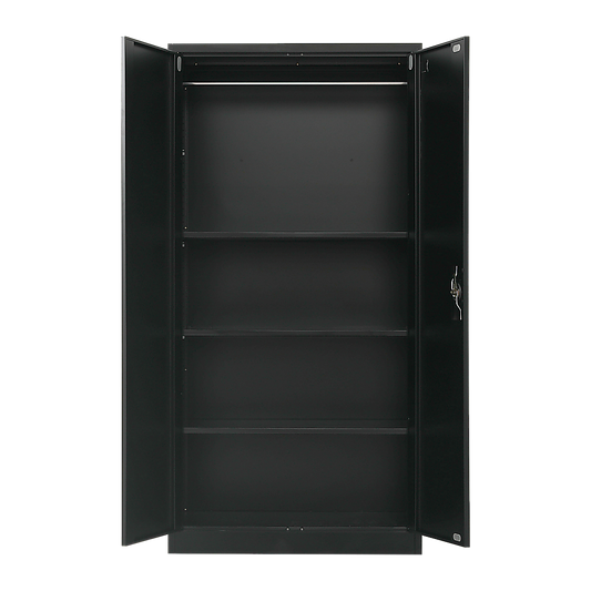 Two-Door Metal Cabinet Shelf Storage for Home Office Gym