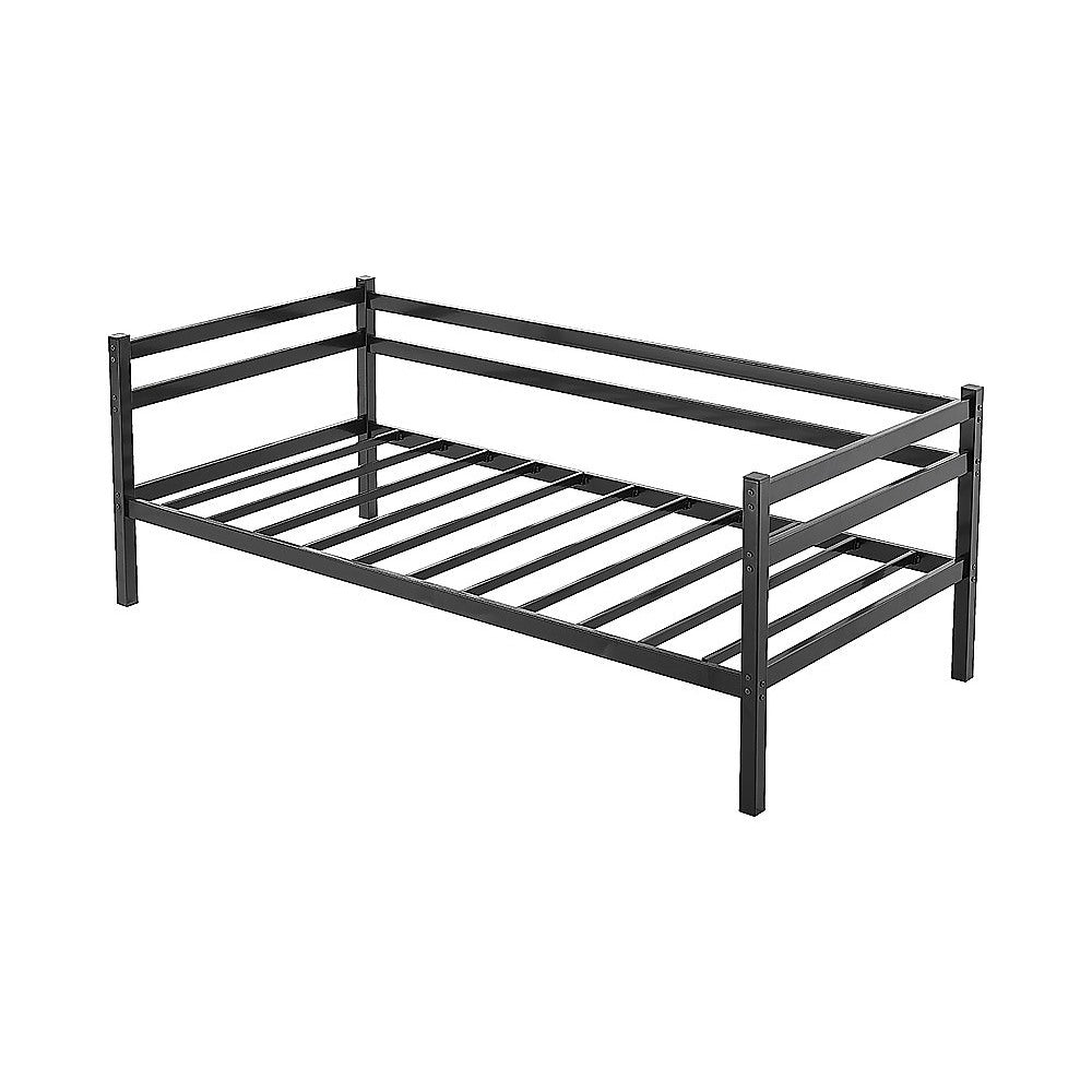 Single Daybed Metal Frame Sofa Premium Black Day Bed Steel Support