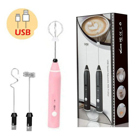 Pink 304 Stainless Steel Handheld Electric Milk Frother, Egg Beater, Paint Mixer, and Milk Powder Whisk - Mekamart Australia