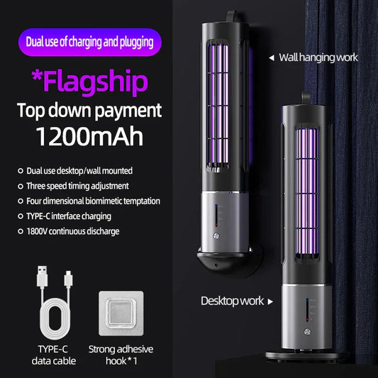 Electric Mosquito Killer Lamp with Detachable Housing and Timer Function - USB Rechargeable - Mekamart Australia