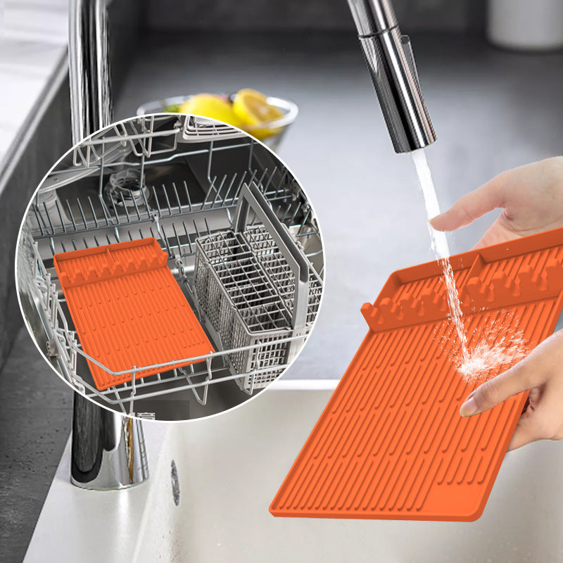 Orange Silicone BBQ Grilling Mat - Heat Resistant Side Rack Protector for Grills and Baking Trays